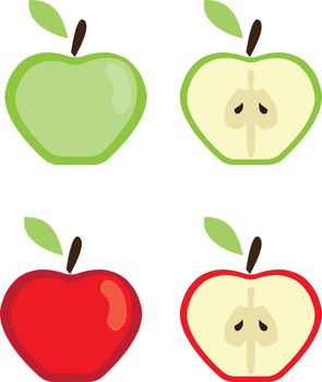 vector illustration of red and green apples
