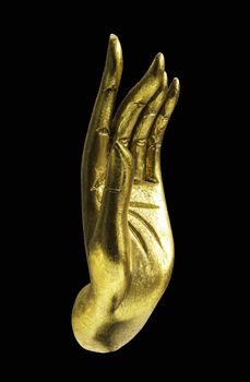 Golden Buddha hand isolated 