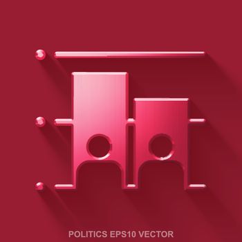 Flat metallic political 3D icon. Red Glossy Metal Election on Red background. EPS 10, vector.