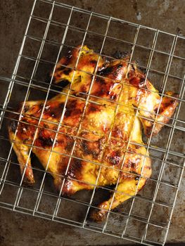 rustic barbecued whole chicken