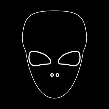 Extraterrestrial alien face or head white color path icon .