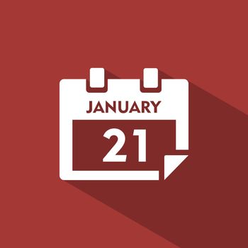 Calendar icon with shade on red background