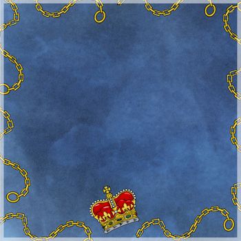 Frame of flowers with blue background and crown