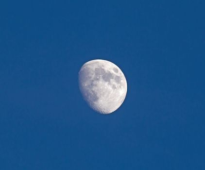 Waxing Gibbous Moon in Blue Sky