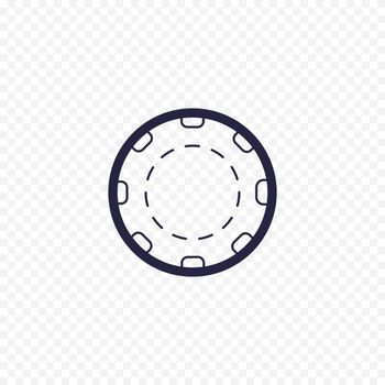 Casino chip simple line icon. Poker game thin linear signs. Outline concept for websites, infographic, mobile applications.