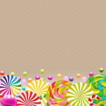 Sweet Shop Card With Color Lollypop Border