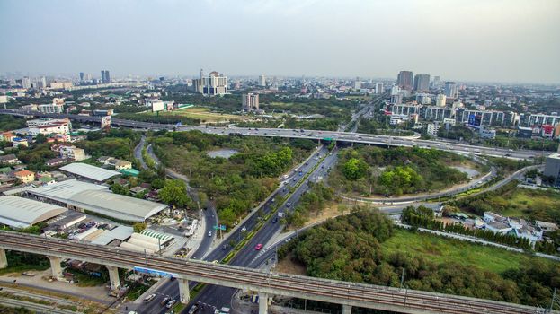 Bangkok Motorway to Suvarnabhumi Airport, Srinakarin Road, Pattanakarn Aerial Photography
