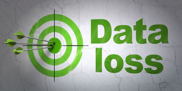 Information concept: target and Data Loss on wall background