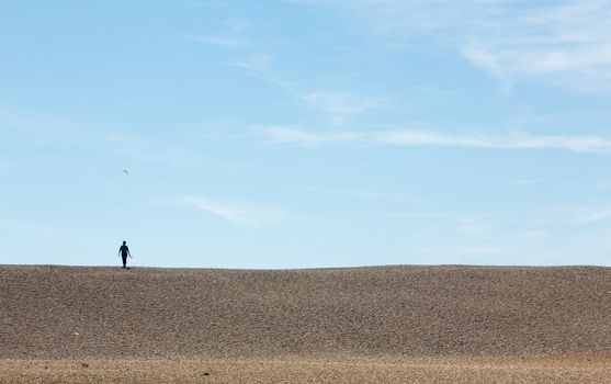 Single alone woman on top of hill