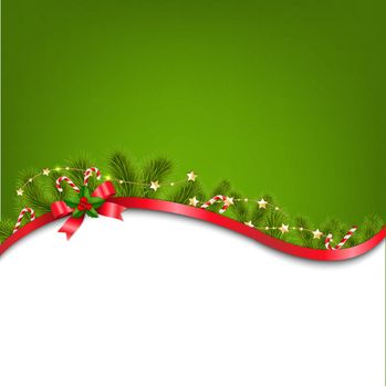 Red Xmas Background With Red Bow, With Gradient Mesh, Vector Illustration