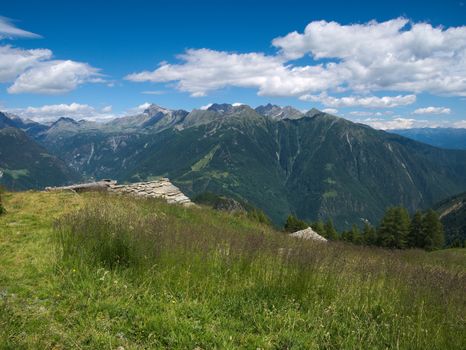 Mountains landscape in spring in Valtellina
