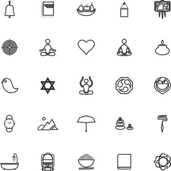 Zen society line icons on white background