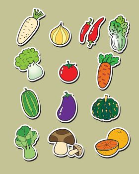 Freehand drawing vegetables.