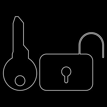 Key and lock the white path icon .