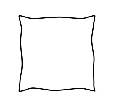 cartoon pillow silhouette, outline vector symbol icon design. 