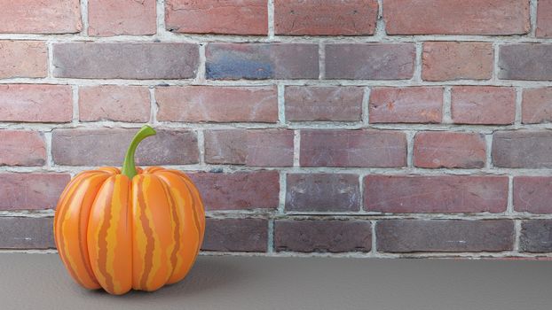 3d Illustration of the Great Pumpkin on the Background of the Brick Wall