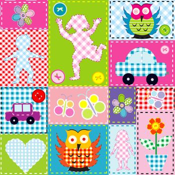 Patchwork for kids with childish elements