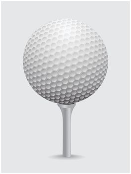 Golfball realistic vector. Image of single golf equipment on cone ball illustration isolated on grey background.