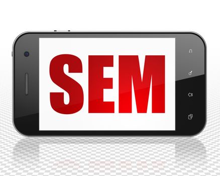 Advertising concept: Smartphone with SEM on display
