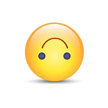 Upside-Down happy emoticon. Cartoon cute vector emoji. Social media upside down smiley