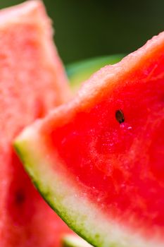 Viibrant red watermelon slice close up