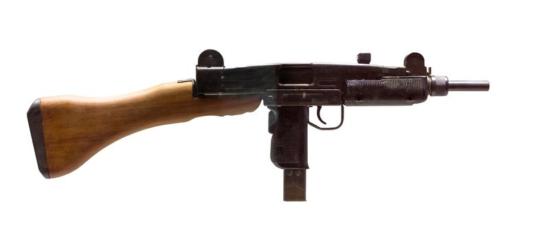 Very old submachine gun isolated