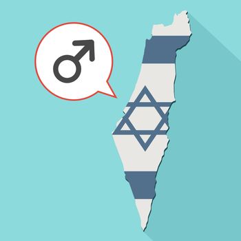 Animation of a long shadow Israel map with its flag and a comic 