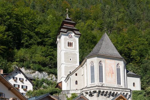 View of the Maria Hilf Pilgrimage Church in Hallstatt