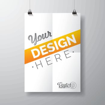 Vector poster template of a folded paper sheet.