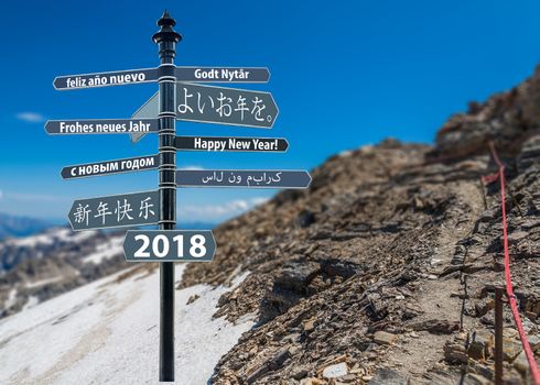 Signpost whit Happy New Year