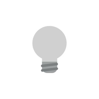 Vector grey light bulb icon on white with flat design style