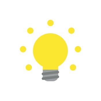 Vector glowing yellow light bulb icon on white