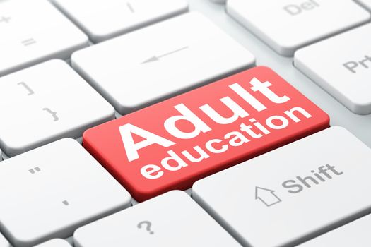 Education concept: Adult Education on computer keyboard background