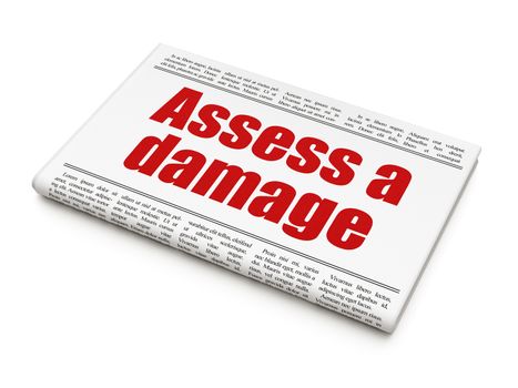 Insurance concept: newspaper headline Assess A Damage