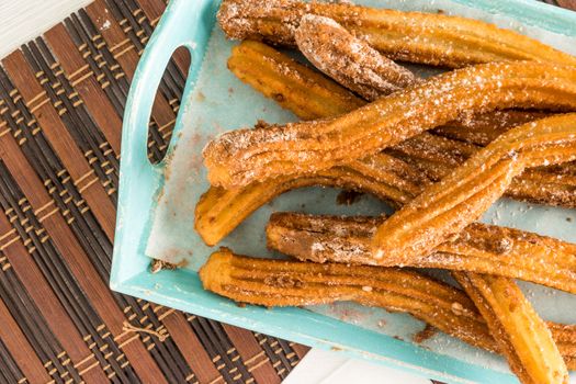 Traditional churros with hot chocolate 