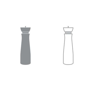 Salt and pepper mill grey set icon .