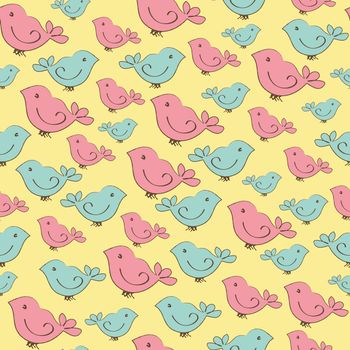 seamless pattern with doodle birds