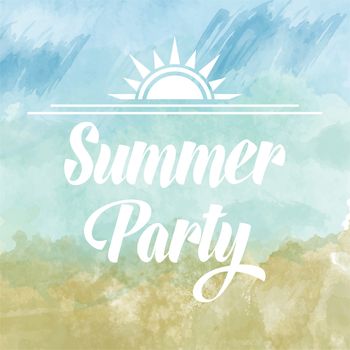 Summer party poster om watercolor background