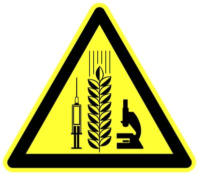 Warning sign and food label for grain products with genetic modification