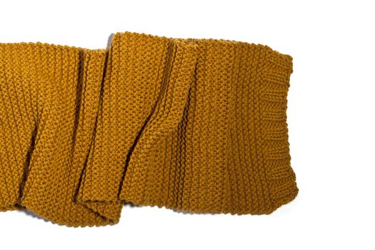 knitted yellow scarf isolated on white background