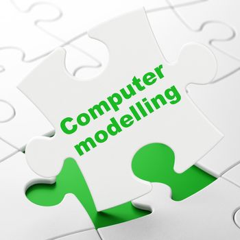 Science concept: Computer Modelling on puzzle background