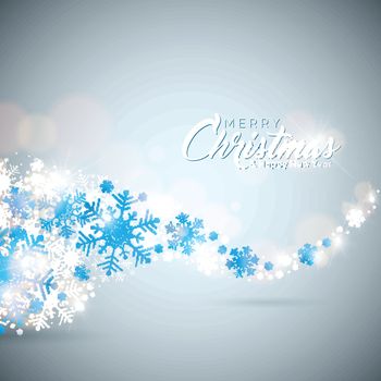 Merry Christmas and Happy New Year Illustration on With Typography on Snowflakes Background. Vector EPS 10 design.
