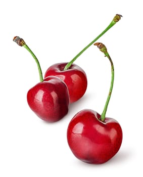 Several sweet cherries in row