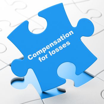 Money concept: Compensation For losses on puzzle background