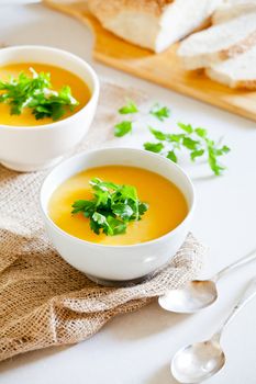 Two Bowls Of Pumpkin Soup