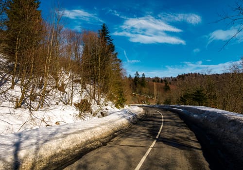 turnaround on the mountain road in winter