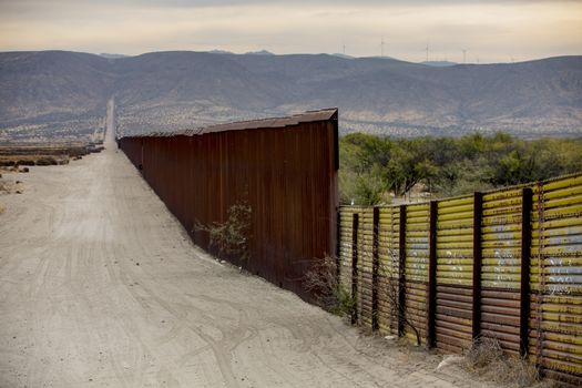 Border Wall Section Between United States and Mexico
