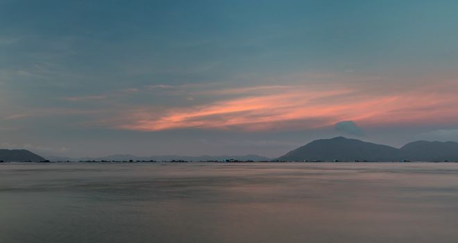 Pink Ocean Sunset Scene Central Vietnam