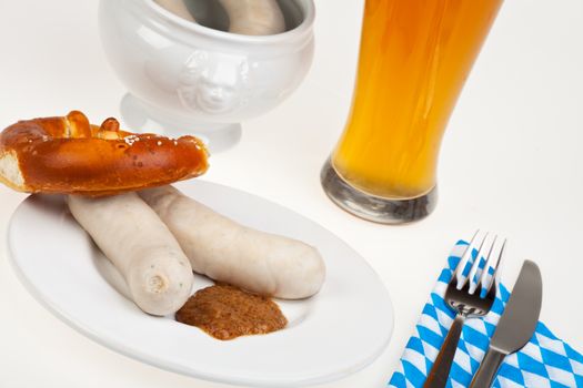 two bavarian white sausages 