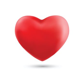 Happy valentines day with symbol 3d red heart ballon isolated on
